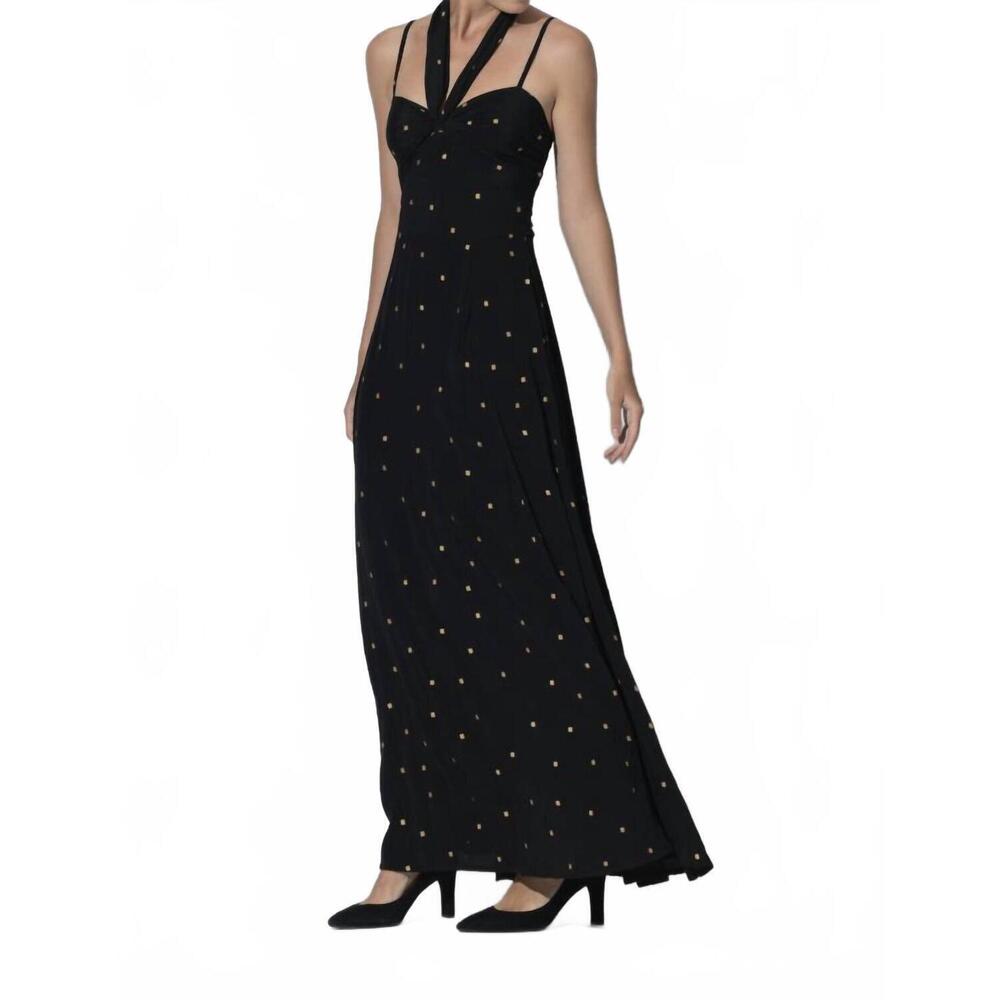 NEW LUSANA meela maxi dress in gold leaf